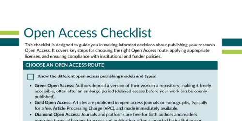SciLifeLab Open Access Checklist