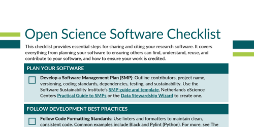 SciLifeLab Open Software Checklist